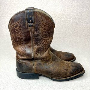 Ariat Square Toe Honor Western Cowboy Boots-Women’s 7.5-Brown Leather-Boho-West